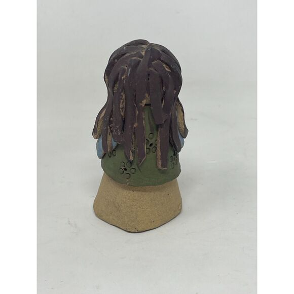 Vintage Studio Art Pottery Long Haired Man Oddity Clay Figurine 3" - Picture 4 of 7